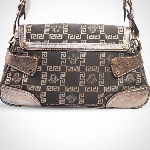 Versace Women Handbag Black/Gold Tone Shoulder Bag Made in Italy Authentic - Picture 2 of 11